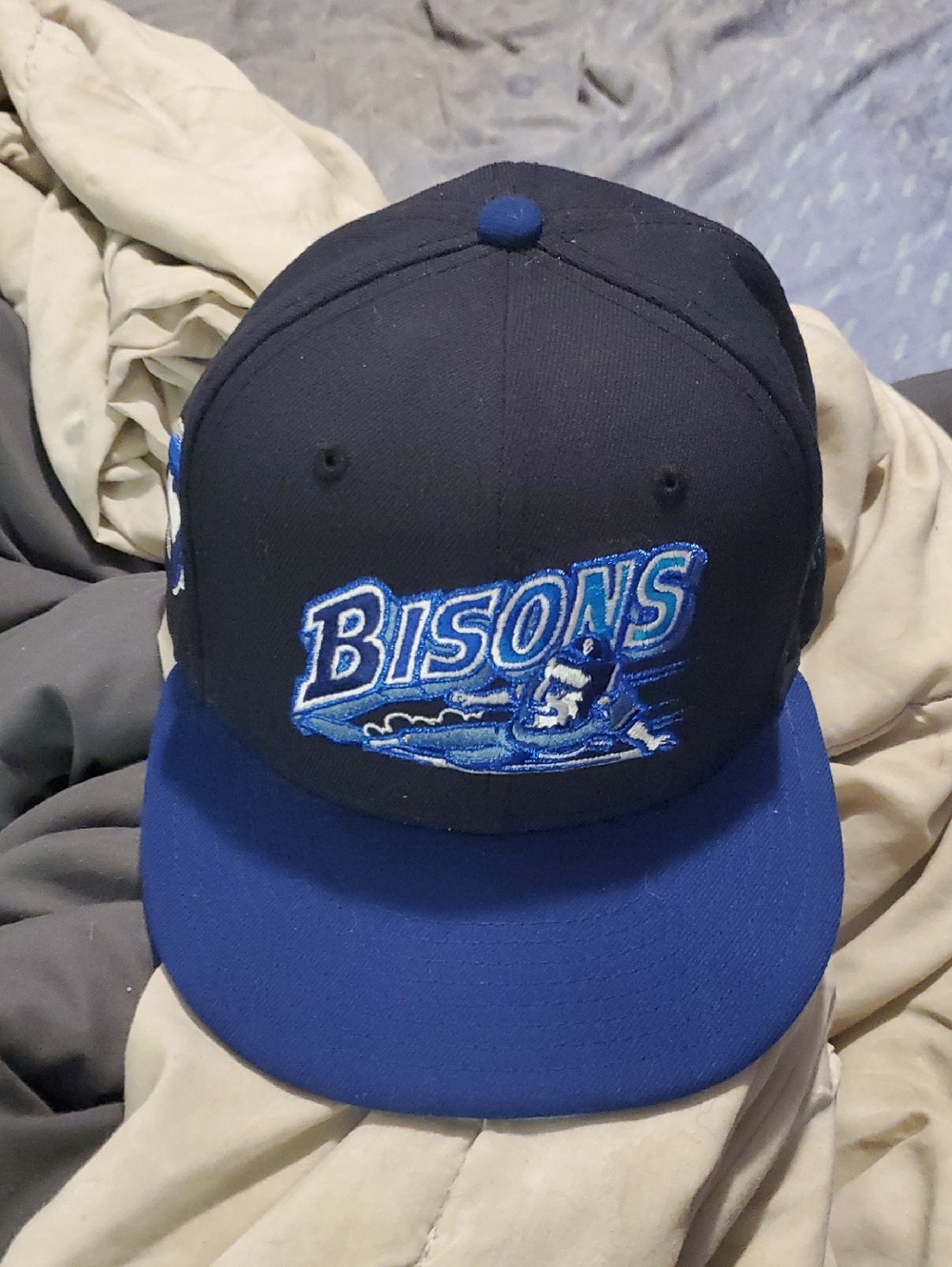New Era Light Blue and Navy 59FIFTY BuffaloBisons Fitted Hat..⚾